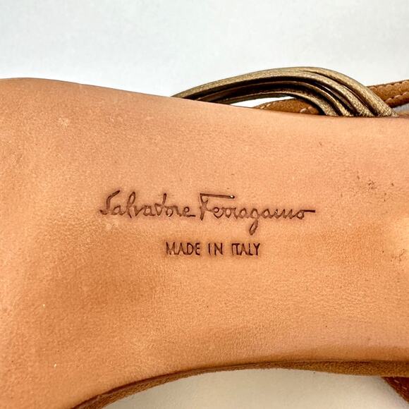 Salvatore Ferragamo Brown Suede Leather Slingback Sandals Size 7 - Picture 11 of 16